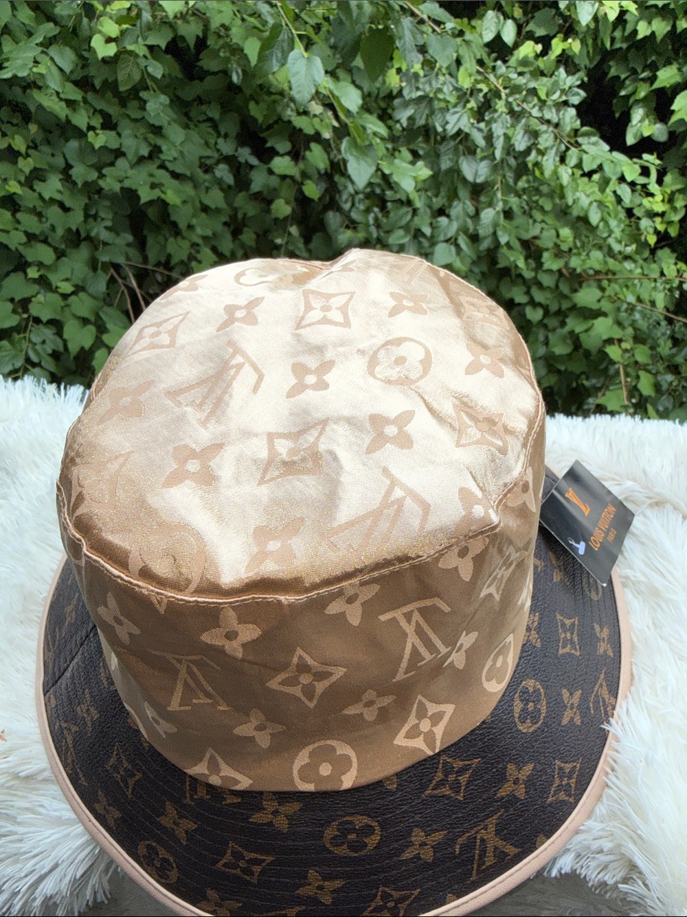 Source Unknown Brown and Beige Monogram Bucket Hat - Picture 3 of 5